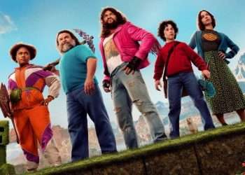 Official Minecraft movie poster featuring main cast members