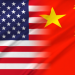 USA and China flag meshed